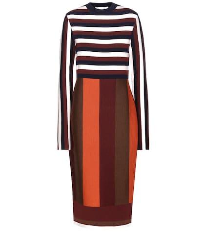 Oscar De La Renta Striped Wool-blend Dress