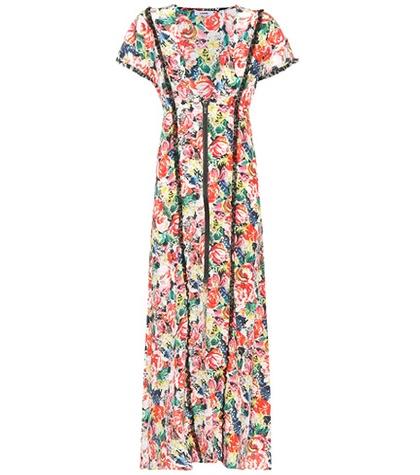 Ganni Maple Floral-printed Silk Dress