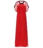 Valentino Velvet-trimmed Silk Gown