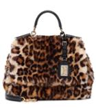 Dolce & Gabbana Sicily Leopard Faux Fur Shoulder Bag