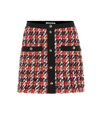Alessandra Rich Plaid Wool And Mohair-blend Miniskirt