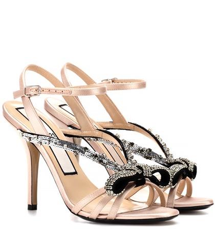 N21 Sequinned Satin Sandals