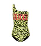 Gucci One-shoulder Zebra-printed Swimsuit