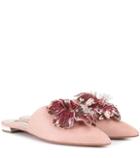 Aquazzura Disco Flower Suede Slippers