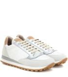 Brunello Cucinelli Paper Effect Leather And Suede Sneakers