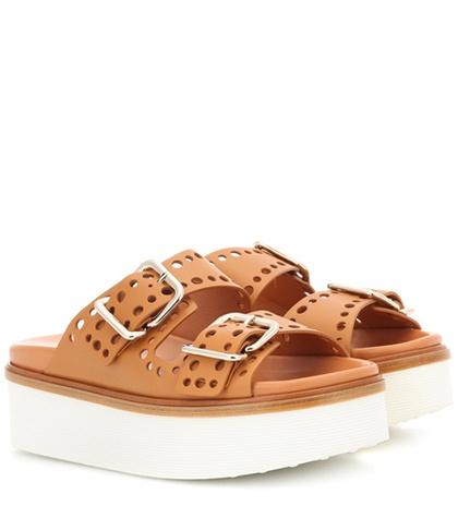 Tod's Perforated Leather Platform Slides