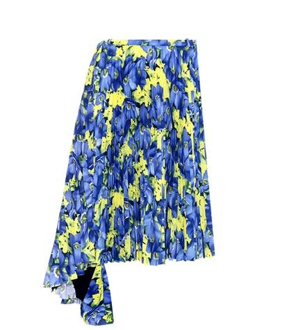 Balenciaga Floral-printed Plissé Midi Skirt