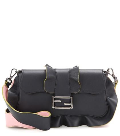 Fendi Baguette Ruffled Leather Shoulder Bag