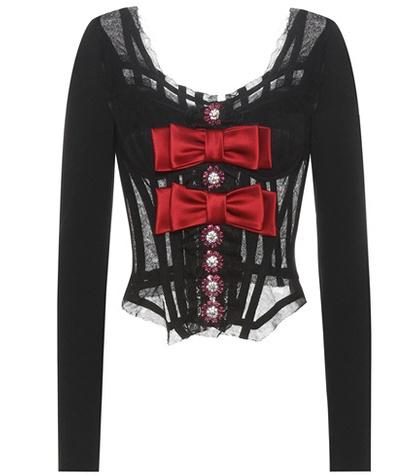 Dolce & Gabbana Embellished Crêpe And Tulle Top
