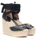 Burberry Double G Leather Wedge Espadrilles
