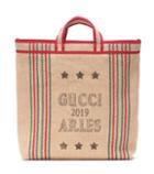 Gucci Printed Jute And Linen Tote