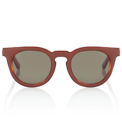 Loewe Leather-trimmed Square Sunglasses