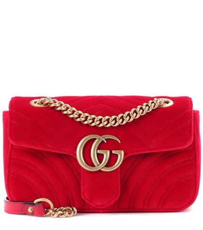 Gucci Gg Marmont Mini Velvet Shoulder Bag