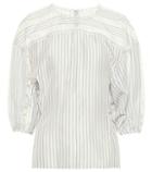 J Brand Lace-trimmed Striped Silk Blouse
