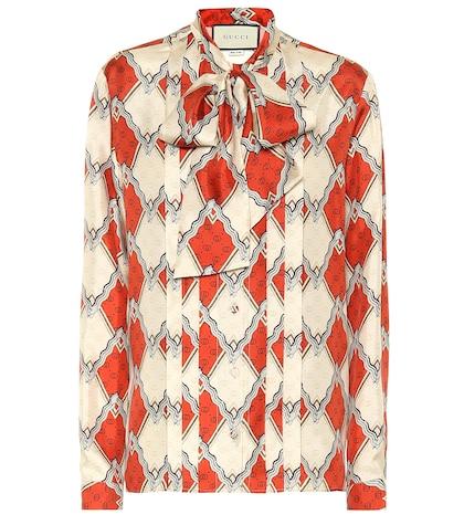 Gucci Snake Rhombus Silk Twill Shirt