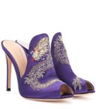 Alexander Mcqueen Dragon Embroidered Satin Mules
