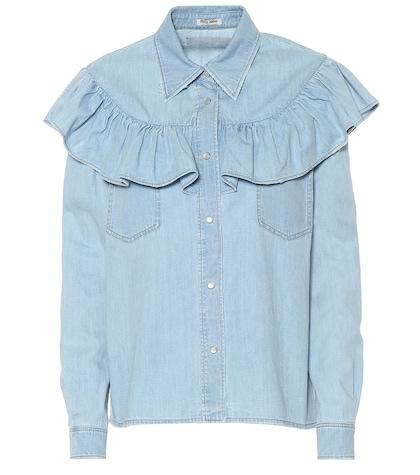Miu Miu Ruffled Denim Blouse