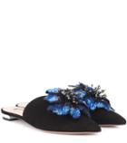 Salvatore Ferragamo Disco Flower Suede Slippers