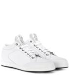 Jimmy Choo Miami Leather And Canvas Sneakers