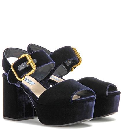Prada Velvet Platform Sandals
