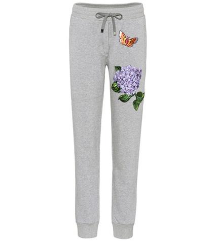 Mary Katrantzou Cotton-blend Trackpants With Embroidered Appliqué