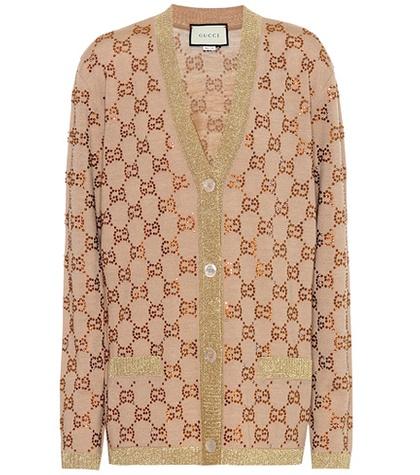 Gucci Gg Embellished Wool Cardigan
