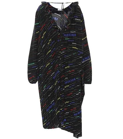 Balenciaga Asymmetric Printed Silk Dress