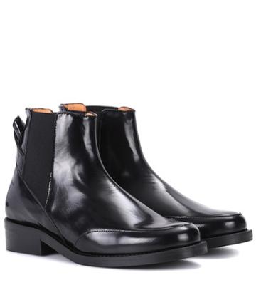 Ganni Violet Leather Chelsea Boots