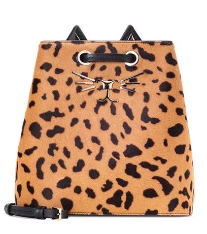 Charlotte Olympia Feline Printed Calf Hair Bucket Bag