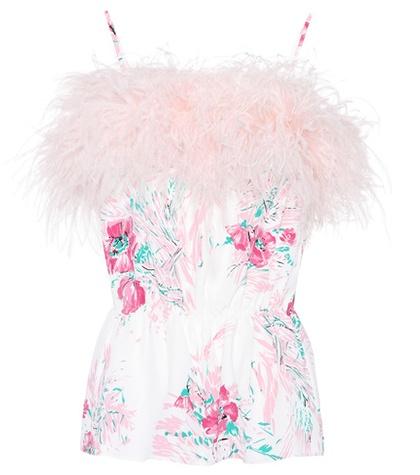 Brunello Cucinelli Exclusive To Mytheresa.com – Feather-trimmed Silk Top