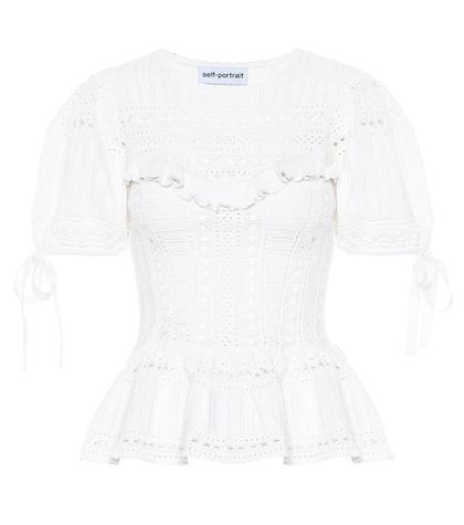 Self-portrait Lace Cotton Knit Top