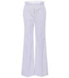 Victoria Victoria Beckham Striped Cotton Wide-leg Trousers