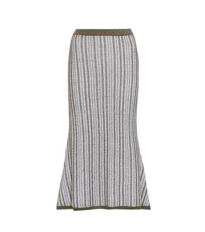 See By Chlo Striped Wool And Cotton Skirt