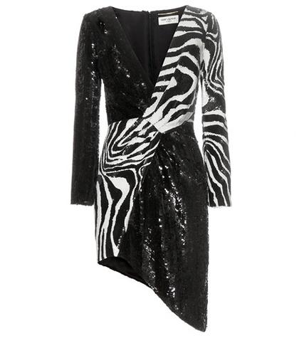 Saint Laurent Embellished Wool Minidress