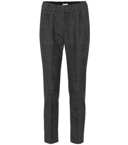 Brunello Cucinelli Checked Wool Cigarette Pants