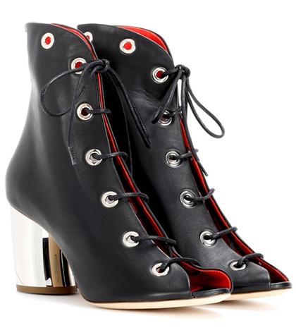 Camilla Peep-toe Leather Ankle Boots