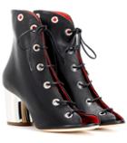 Camilla Peep-toe Leather Ankle Boots