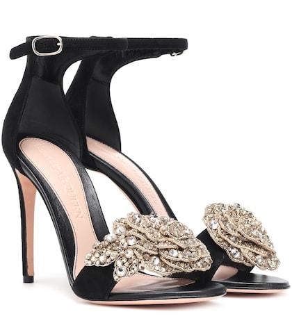Dior Sunglasses Embellished Suede Sandals