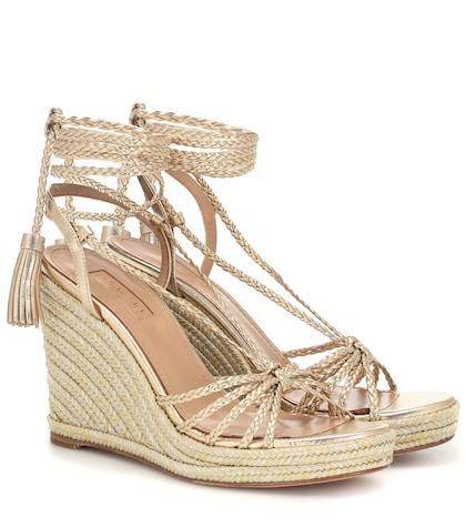 Aquazzura Savannah Espadrille 85 Leather Wedges