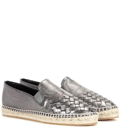 Calvin Klein Collection Intrecciato Metallic Leather Espadrilles