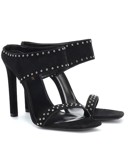 Fendi Kids Embellished Suede Sandals