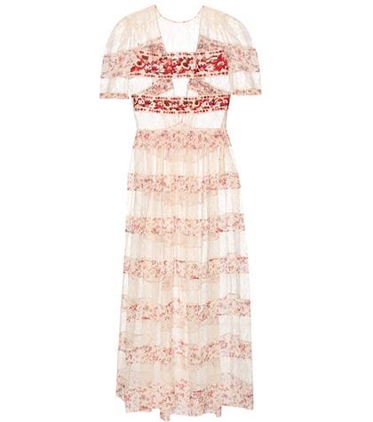 Victoria Beckham Embroidered Lace And Printed Silk Dress