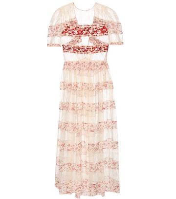 Victoria Beckham Embroidered Lace And Printed Silk Dress