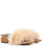 Alexander Wang Lou Suede And Feather Slip-on Sandals