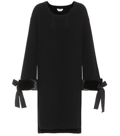 Fendi Fur-trimmed Cashmere Dress
