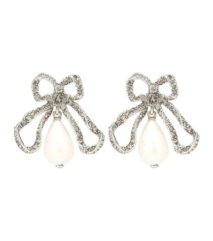 Three Graces London Crystal-embellished Bow Earrings