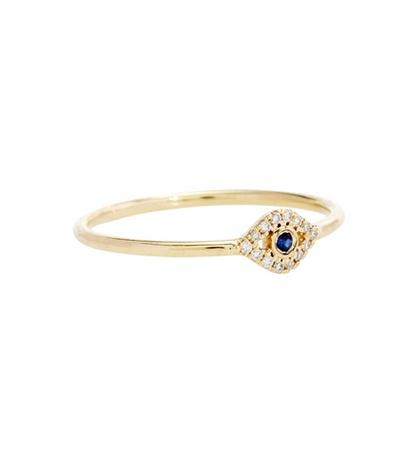 Sydney Evan Small Eye 14kt Yellow Gold Ring With Sapphire And Diamonds