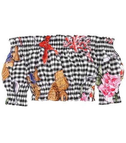 Dolce & Gabbana Checked Cotton Cropped Top