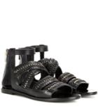 Aquazzura Needle Flat Embellished Leather Sandals