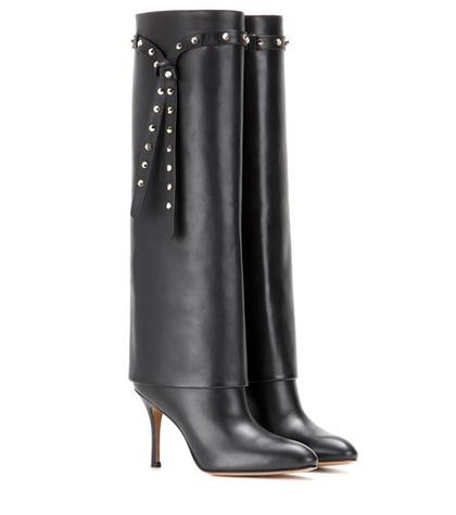 Valentino Valentino Garavani Embellished Leather Knee-high Boots